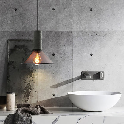 Industriële Hanglamp met Cement & Zwart Mesh — 6 Vormen