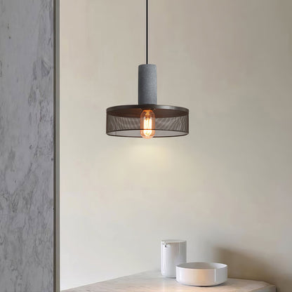 Industriële Hanglamp met Cement & Zwart Mesh — 6 Vormen