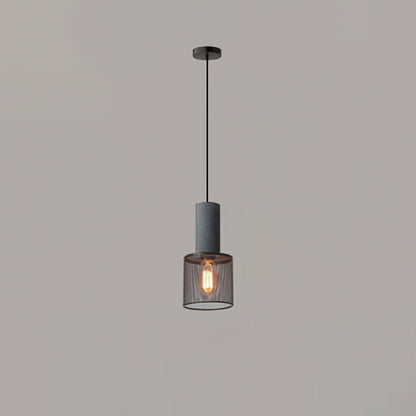 Industriële Hanglamp met Cement & Zwart Mesh — 6 Vormen