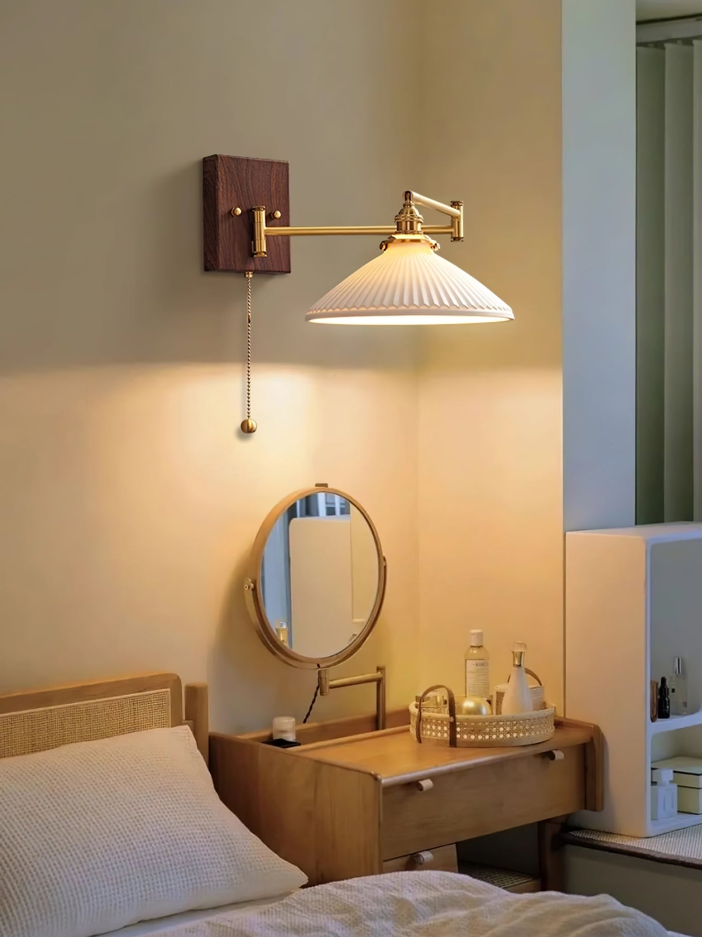 Keramische Wandlamp Geometrisch Design – 5 Modellen Messing & Walnoot