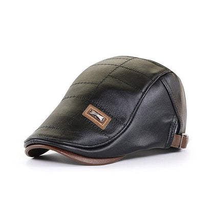 Zwart leren baret van Cersoni met een iconisch ontwerp en een gedetailleerde, gestikte afwerking. De baret heeft een elegante uitstraling, met een verstelbare band voor extra comfort.