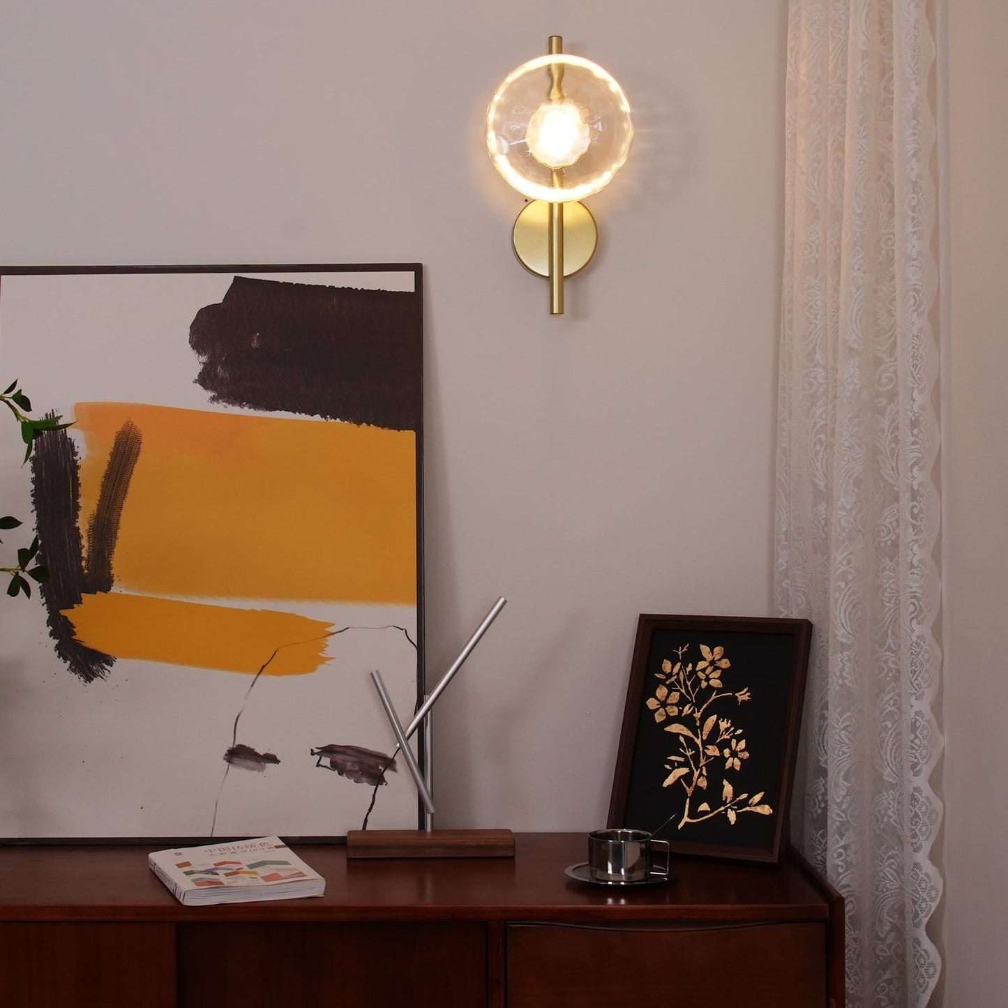 Wandlamp Glas Rond Scandinavisch LED 5W Zwart Goud 20cm Design