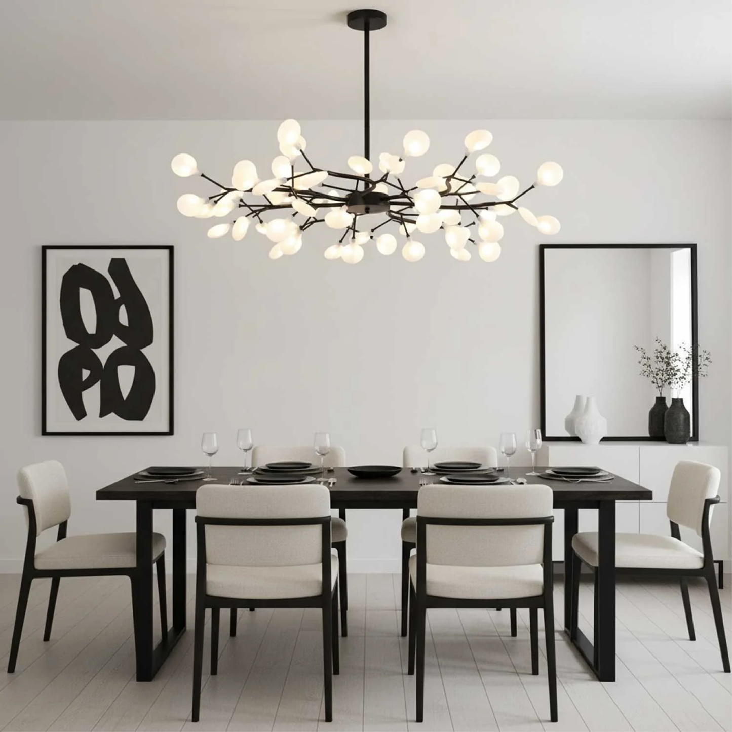 Firefly LED Kroonluchter G4 LED 3000K Zwart/Wit Eettafel Verlichting Modern Design Plafondlamp Grote Ruimte