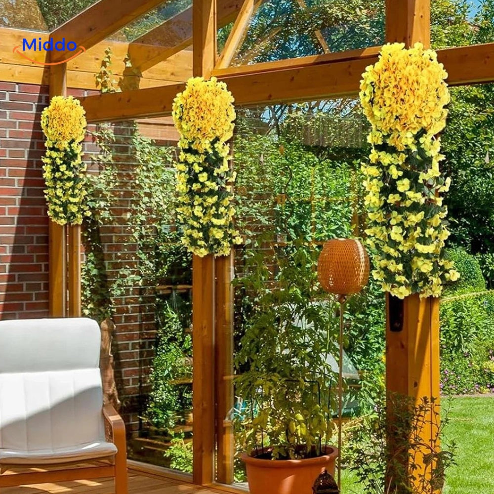 Kunst orchidee hangplant met hangende bloemen voor wanddecoratie, interieur en bruiloften