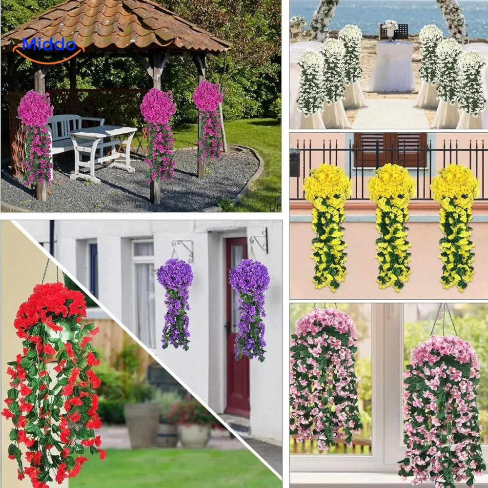 Kunst orchidee hangplant met hangende bloemen voor wanddecoratie, interieur en bruiloften