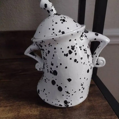 Voorraadpot Vrouwelijk Silhouet Keramisch Hars 17×20cm Speels Design Decoratieve Keukenopslag Wit Woonaccessoire