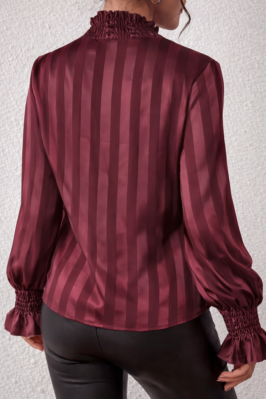 Dames Blouse Gestreept met Strik en Lange Mouwen