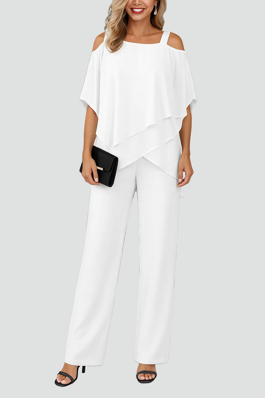 Dames Set Off Shoulder Top Wijde Broek Zomerjurk - StudioMarella