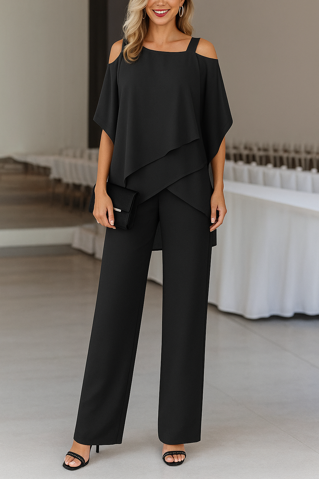 Dames Set Off Shoulder Top Wijde Broek Zomerjurk