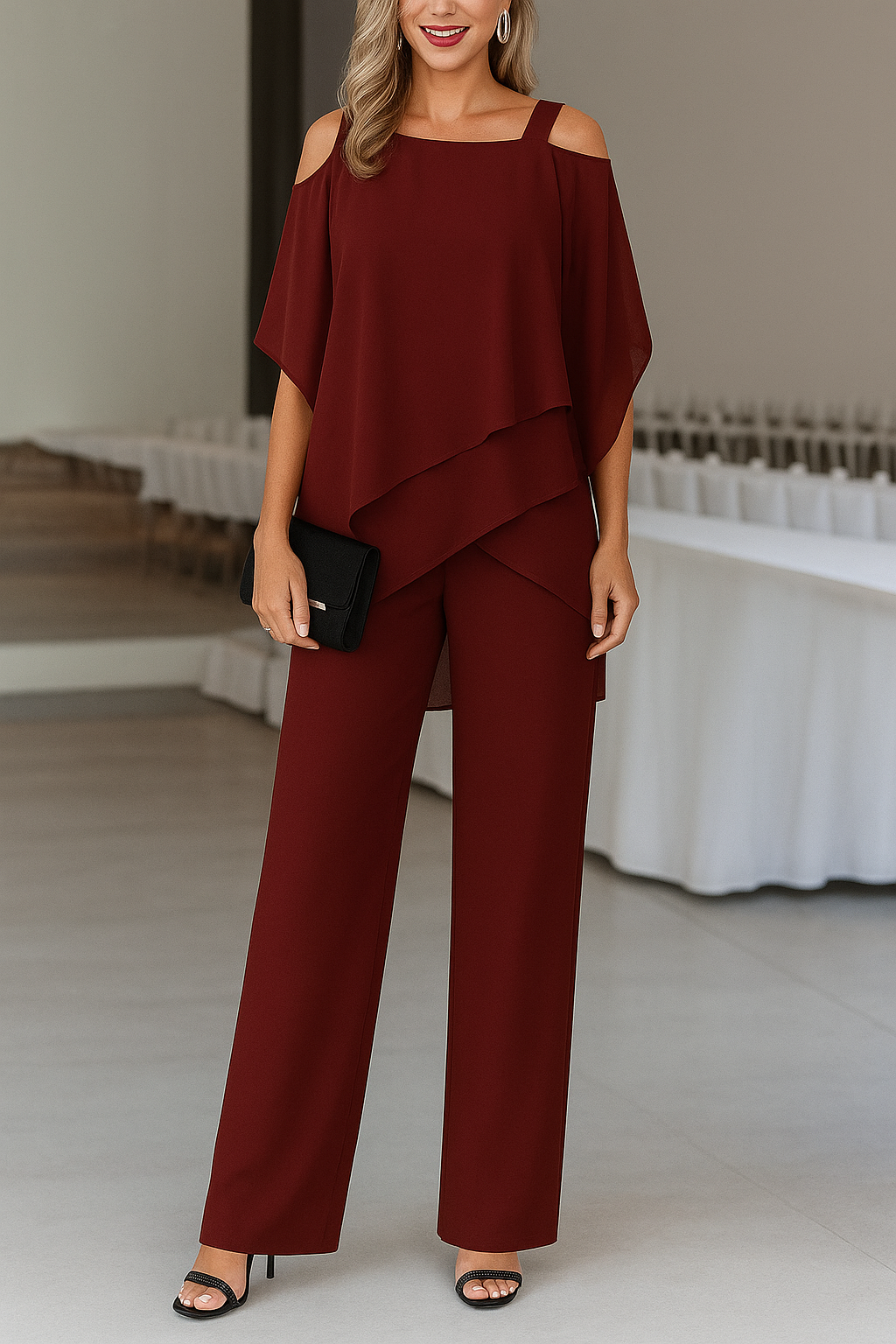 Dames Set Off Shoulder Top Wijde Broek Zomerjurk