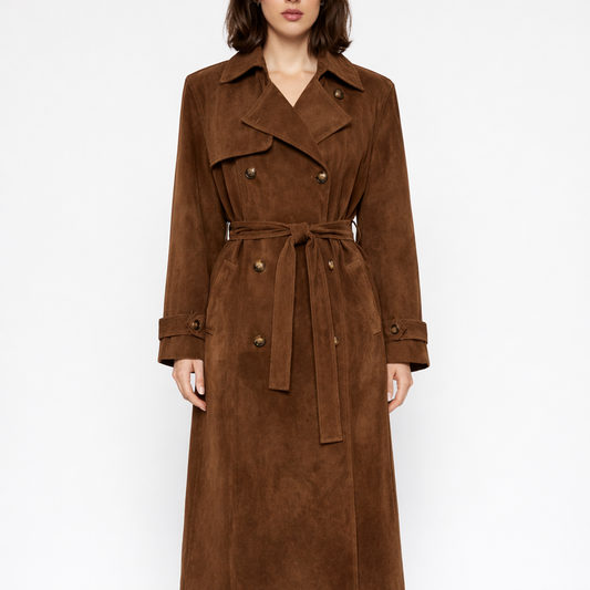 Vegan Trenchcoat Luxe Suede Jas Dames - StudioMarella