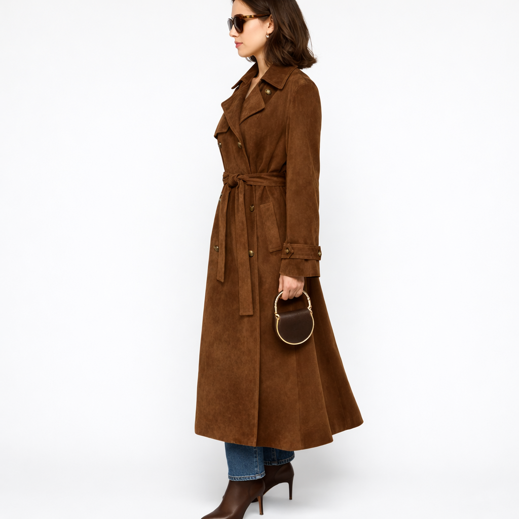Vegan Trenchcoat Luxe Suede Jas Dames