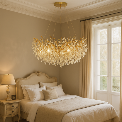 Ronde kristallen kroonluchter Ø80 cm kristal aluminium goud eetkamer plafondlamp luxe verlichting modern design