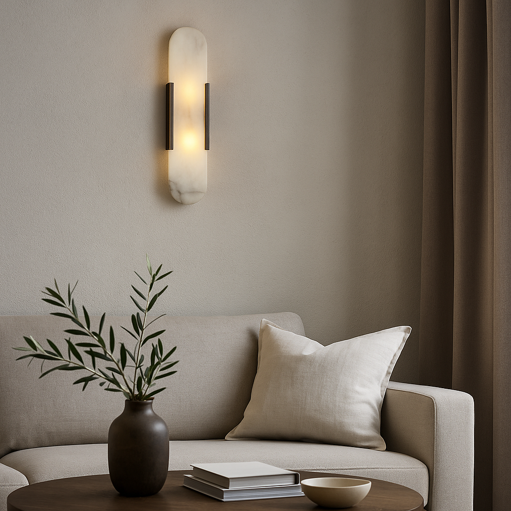 Marmeren wandlamp voor slaapkamer en woonkamer met zachte sfeerverlichting