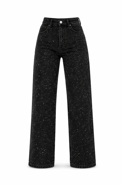 Dames Jeans met Witte Verfspat Details Trendy Kati Stijl