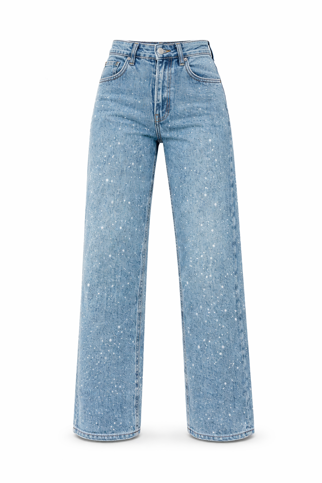 Dames Jeans met Witte Verfspat Details Trendy Kati Stijl