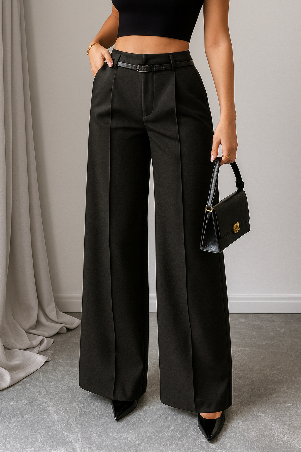 Dames Broek High Waist Rechte Pijp Regular Fit