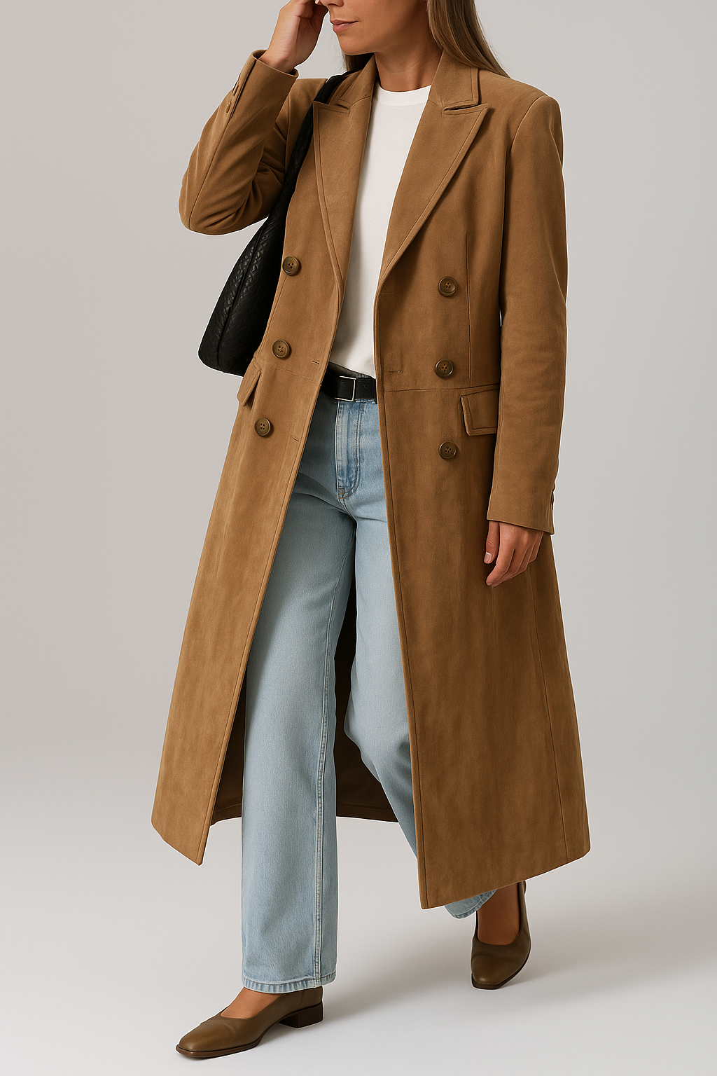 Dames Trenchcoat Lange Elegante Reversjas