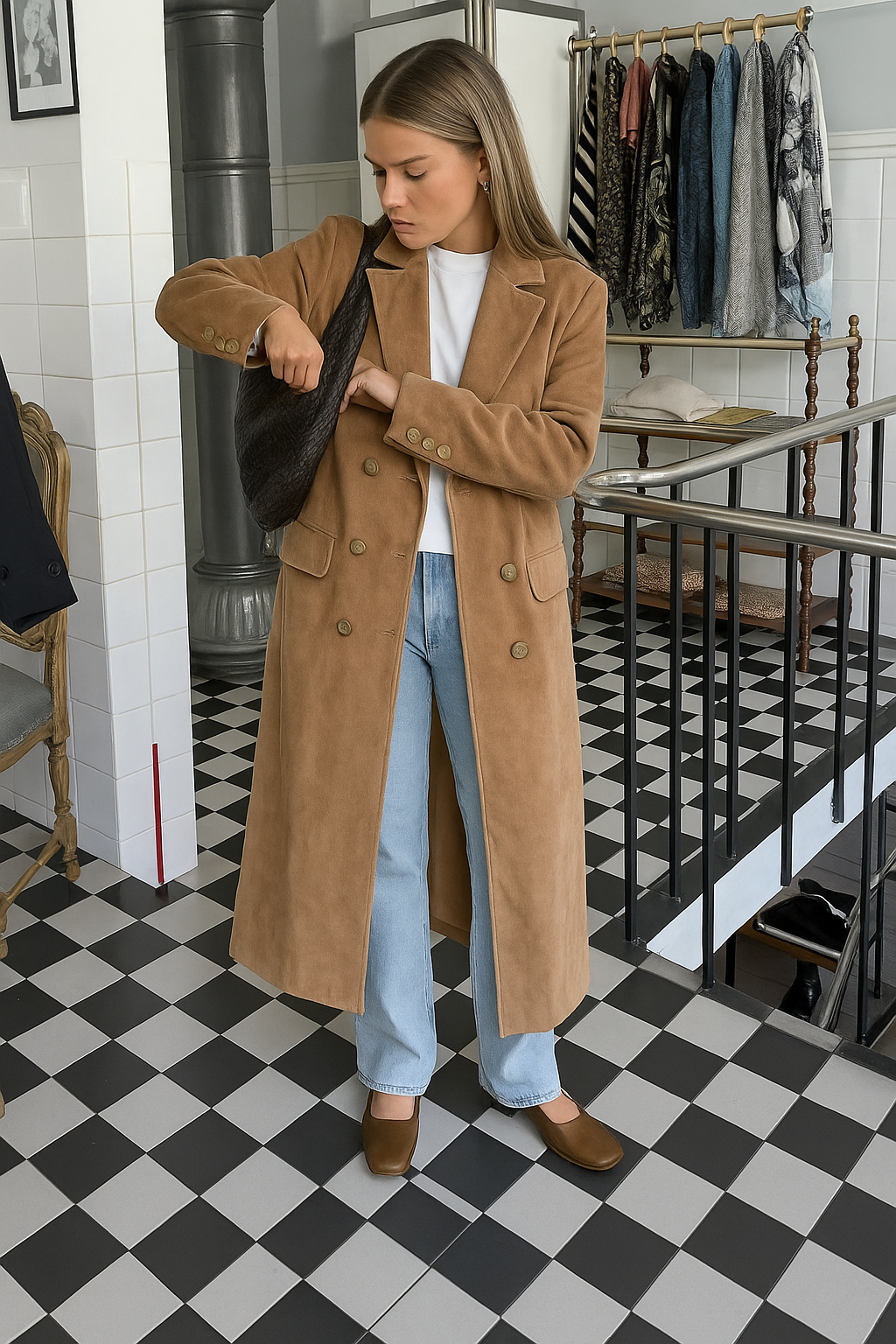 Dames Trenchcoat Lange Elegante Reversjas