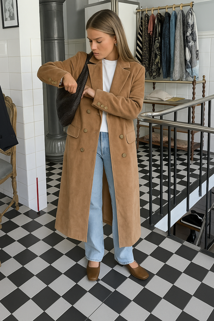 Dames Trenchcoat Lange Elegante Reversjas