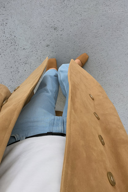 Dames Trenchcoat Lange Elegante Reversjas