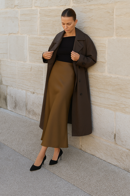 Maxi Rok van Satijn met Glans Comfy en Luchtig - StudioMarella