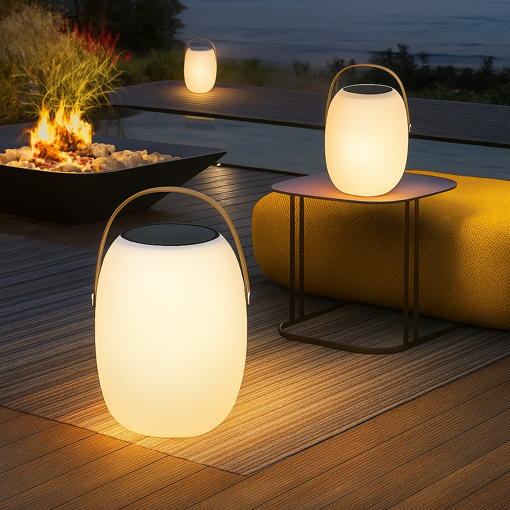 Draagbare Solar Tafellamp LED ABS Glas Buiten Terras Tuin Sfeerverlichting Waterdicht Dimbaar Warm Licht