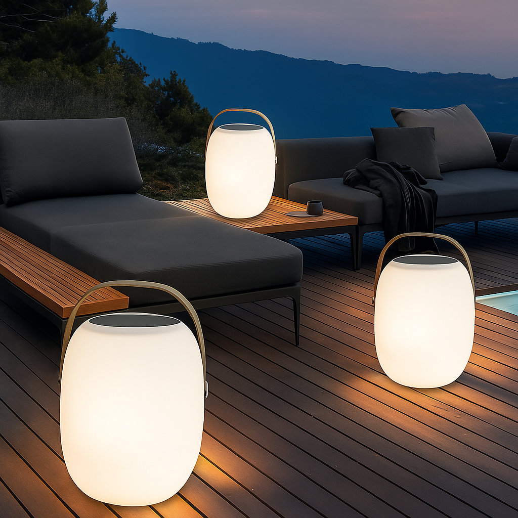 Draagbare Solar Tafellamp LED ABS Glas Buiten Terras Tuin Sfeerverlichting Waterdicht Dimbaar Warm Licht