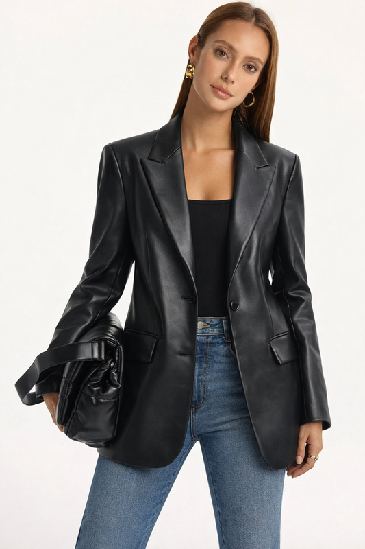 Dames Blazer - Faux Leren Jas Sienna Stijl - StudioMarella
