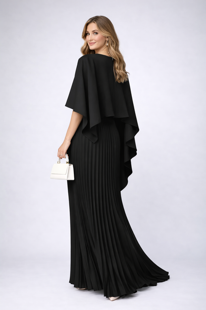Maxi Jurk Plissé Chiffon voor Dame Hoge Hals Losse Fit