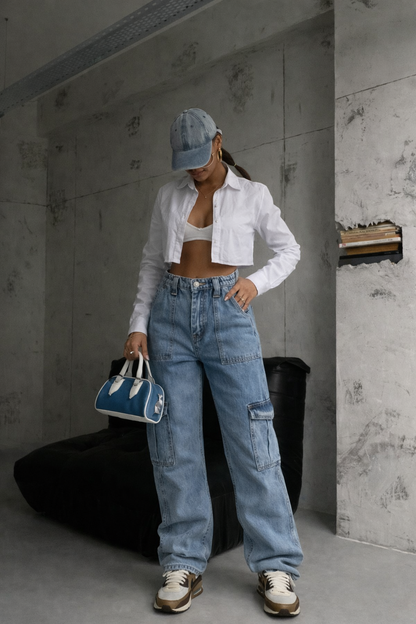Cargo Jeans Heren Low Rise Straight Fit met Veel Zakken
