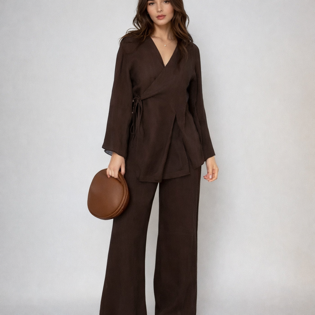 Dames Co-ord Set - Wikkel Kimono en Broek Combinatie - StudioMarella