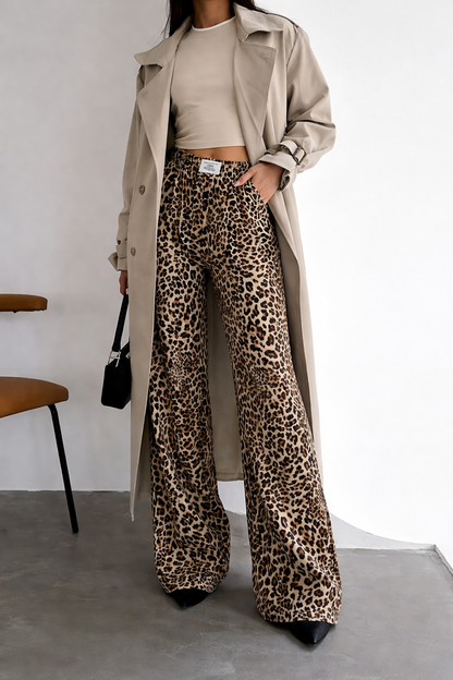 Luipaardprint Jeans Rechte Pijpen Trendy Damesbroek - StudioMarella