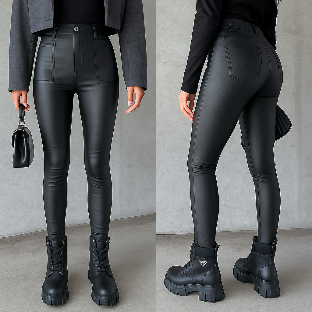 Leer Broek Modieuze Look voor Vrouw
