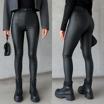 Leer Broek Modieuze Look voor Vrouw