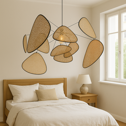 Rotan hanglamp LED 3000K warm wit slaapkamer eethoek organisch design rotan verlichting plafondlamp natuurlijke stijl