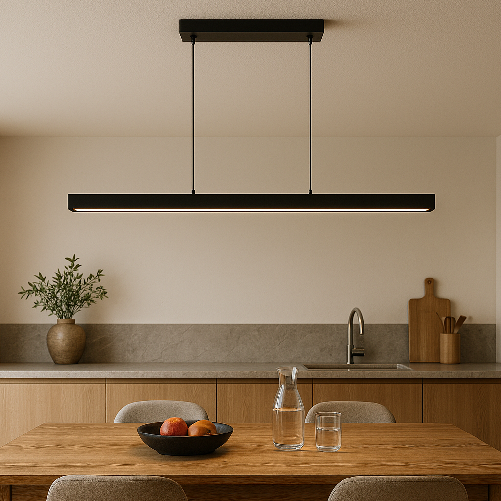 Scandibeam hanglamp LED 3000K zwart eettafel lineaire verlichting modern minimalistisch