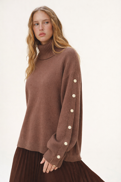 Dames Trui Gebreid Stijlvol met Knoopdetails en Stretchstof