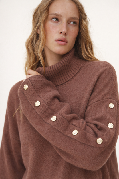Dames Trui Gebreid Stijlvol met Knoopdetails en Stretchstof