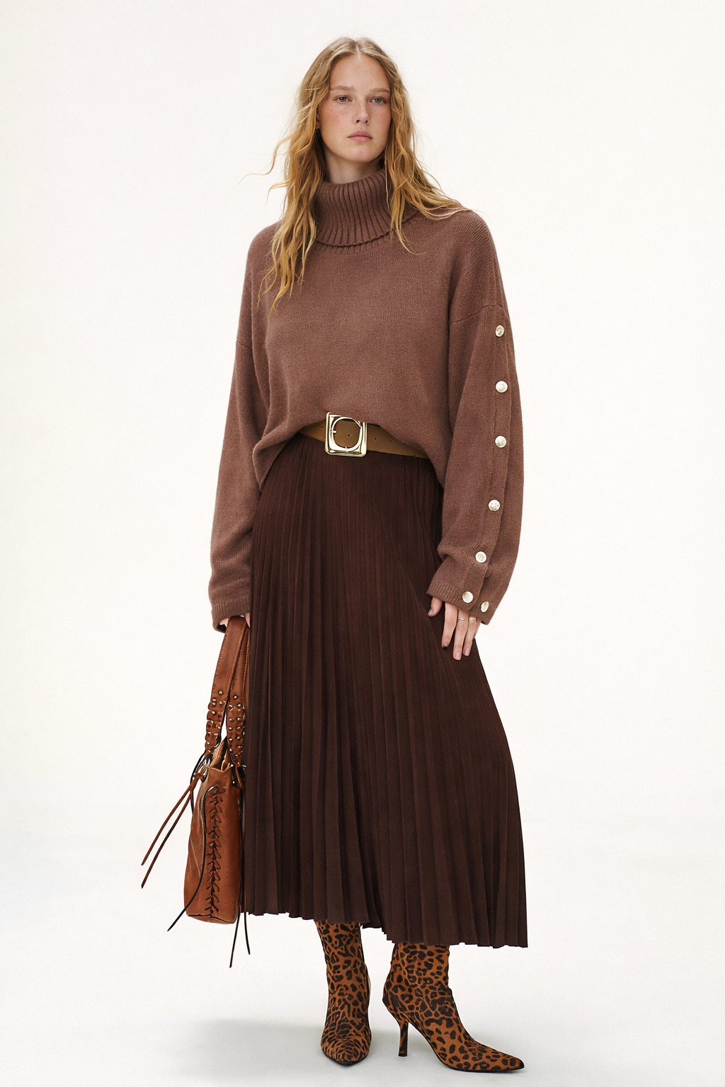 Dames Trui Gebreid Stijlvol met Knoopdetails en Stretchstof