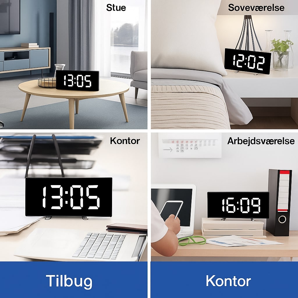 Digitale LED Wekker met Gebogen Display – Automatische Lichtregeling & Groot Scherm