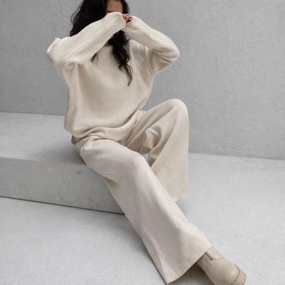 Dames Vrijetijdspak Tweedelig Comfortabele Hoge Taille Stretch - StudioMarella