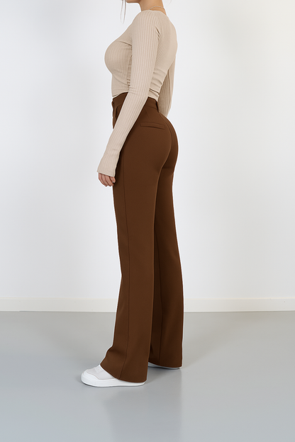 Dames High-Waist Pantalon Zwart Basic Rechte Pijpen