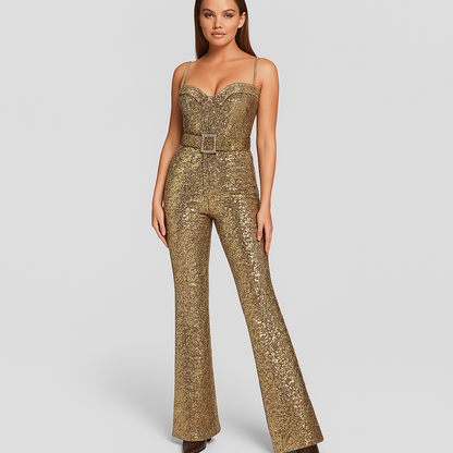 Pailletten Jumpsuit Flared Glitter Feestkleding - StudioMarella
