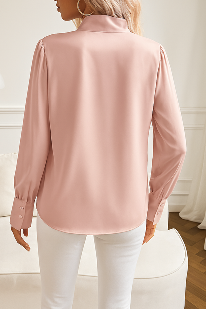 Damesblouse Strik Hals en Lange Elegante Mouwen