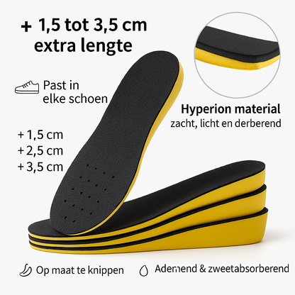 Hoogteverhogende Inlegzolen voor Schoenen – Discreet Formaat en Extra Comfort