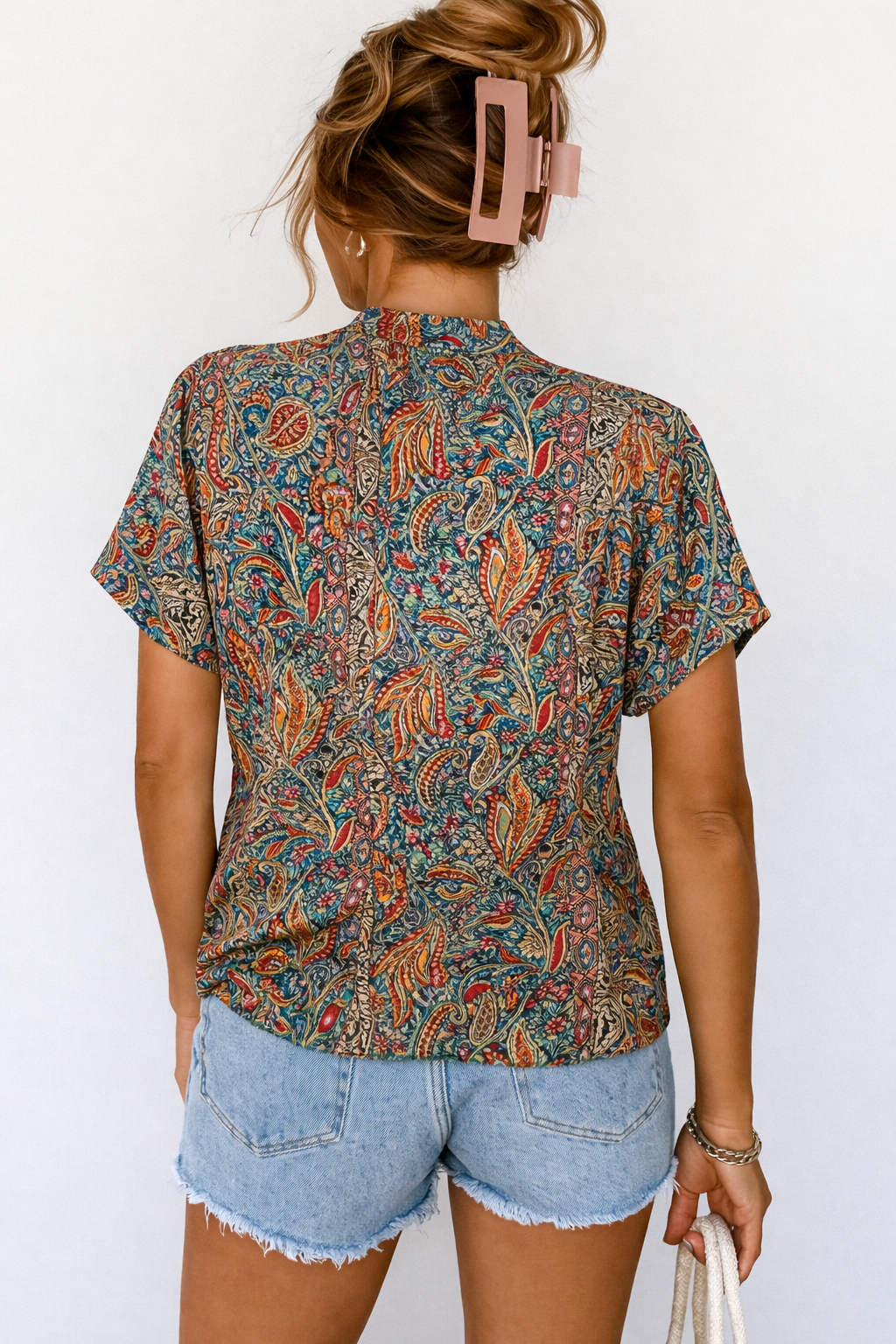 Vrouwelijke Blouse Kort met Plof Mouwen