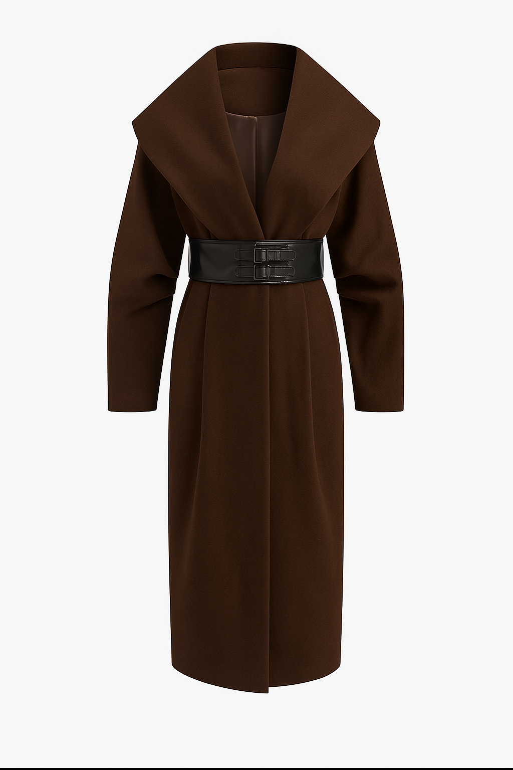 Dame Tweed Jas Lange Oversized met Brede Riem - StudioMarella