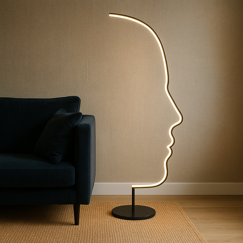 Gezicht Vloerlamp LED Aluminium Zwart Woonkamer Design Sculptuur Moderne Verlichting Silhouet Lamp