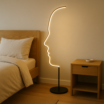 Gezicht Vloerlamp LED Aluminium Zwart Woonkamer Design Sculptuur Moderne Verlichting Silhouet Lamp